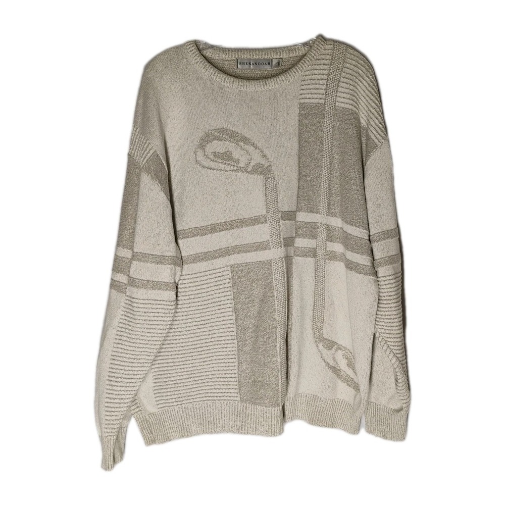 Shenandoah Vintage Men's Knit Golf Sweater Textured Beige Size XL Made In USA